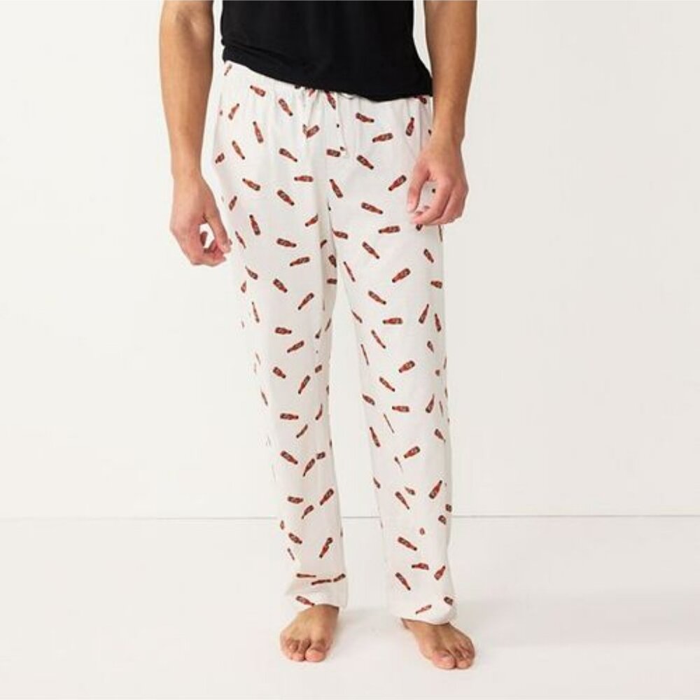 Men's Sonoma Goods For Life Knit Pajama Pants Light Grey Hot Sauces (M)
